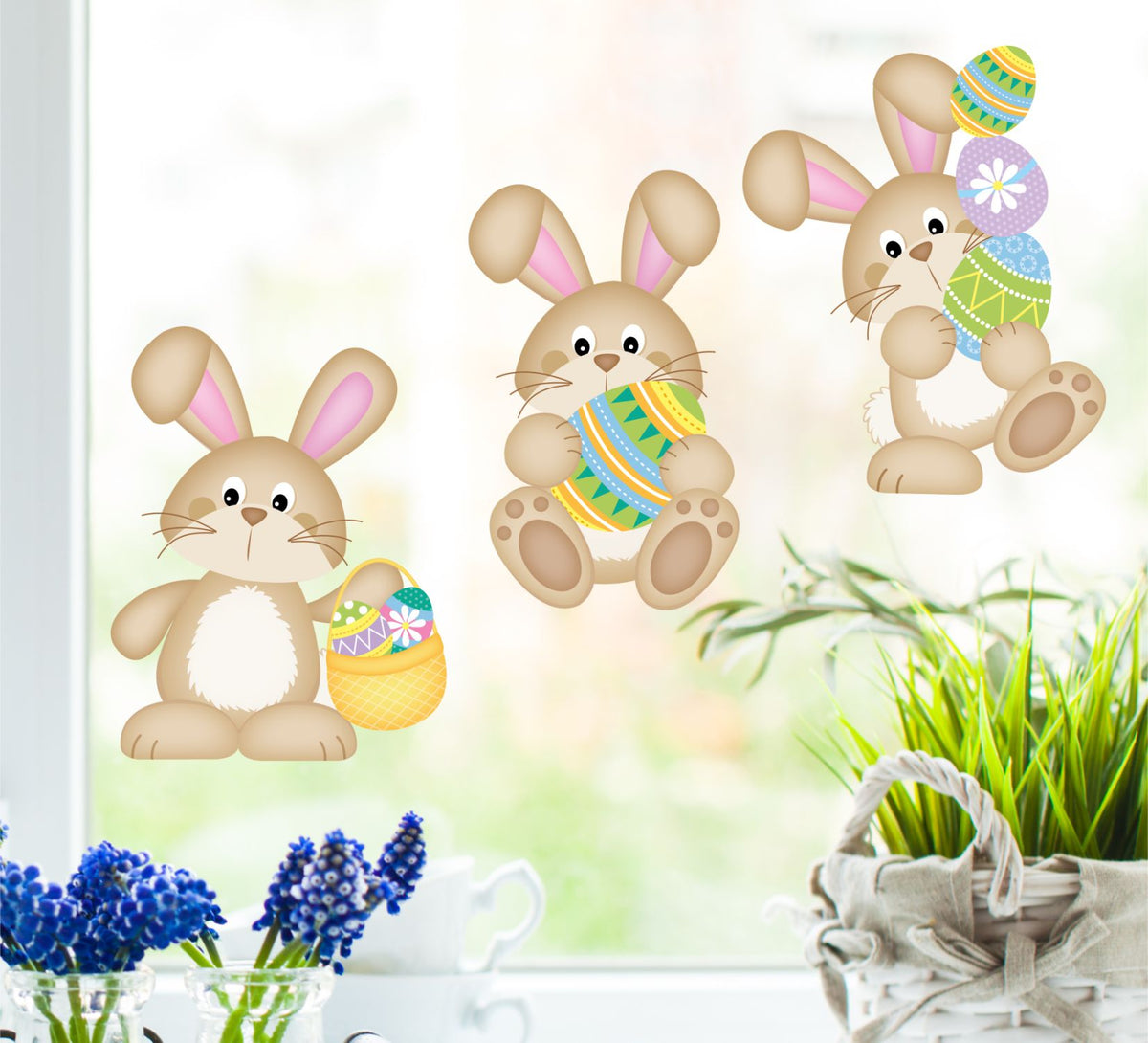 Fensterbilder Osterhase Mädchen Und Kücken   Bei Wolga Kreativ Bestellen