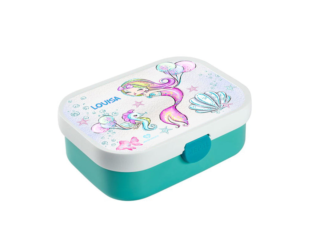 personalisierte Brotdose Bentobox Meerjungfrau Seepferdchen Lunchbox Name wolga-kreativ