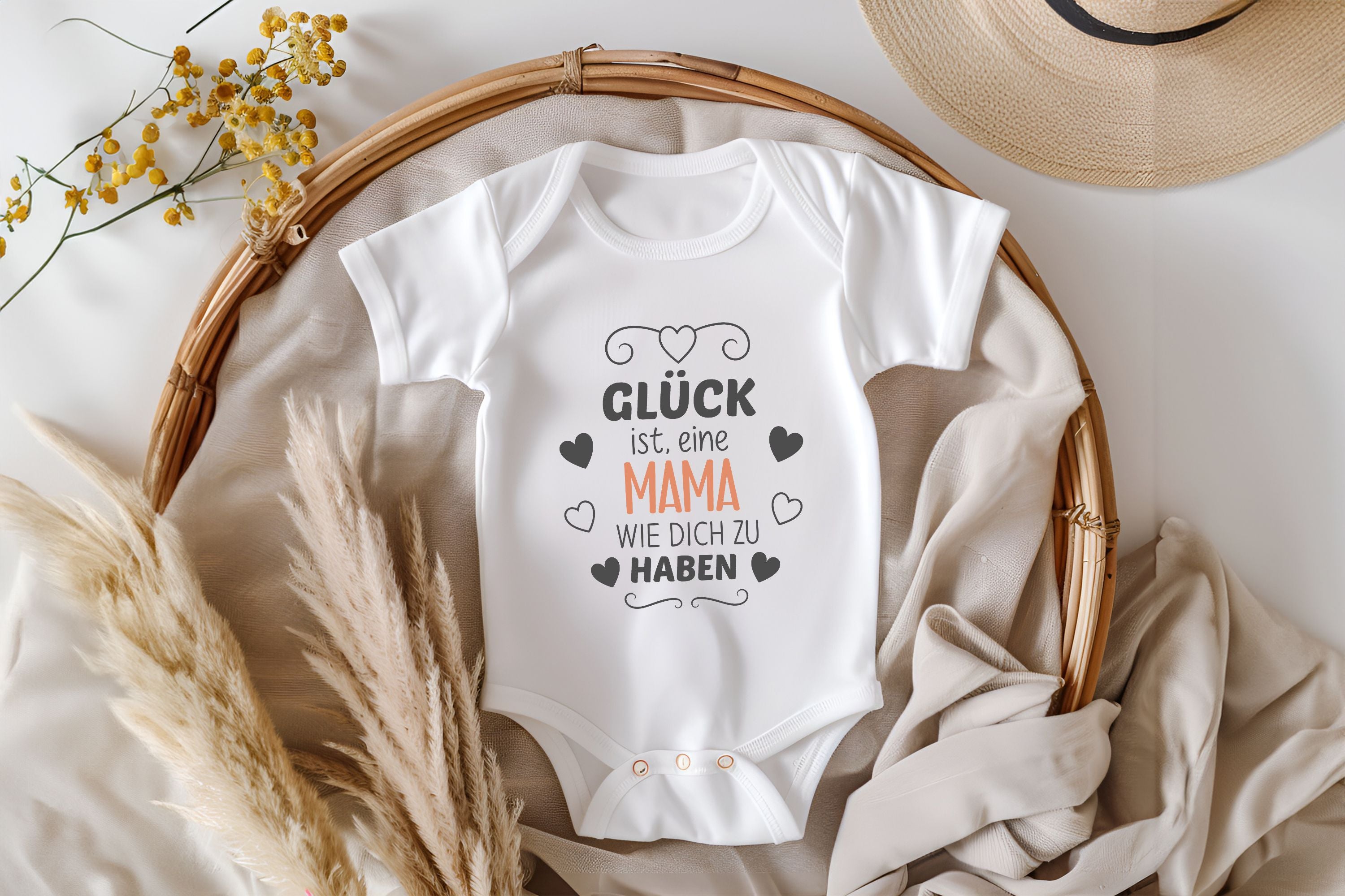 Baby Body Kurzarm Glück Mama zu haben – Geschenk Muttertag