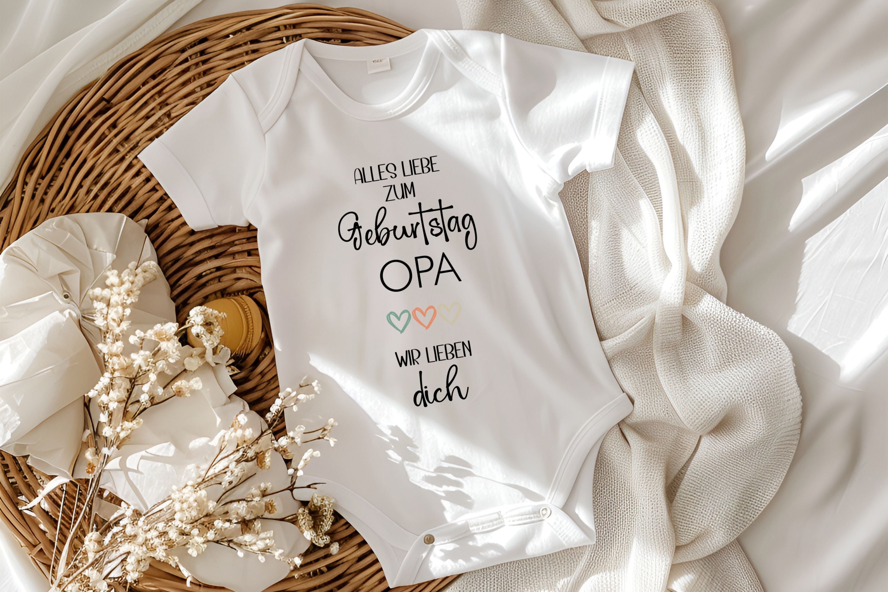 Babygeschenk personalisiert – Strampler mit Aufdruck für Opa