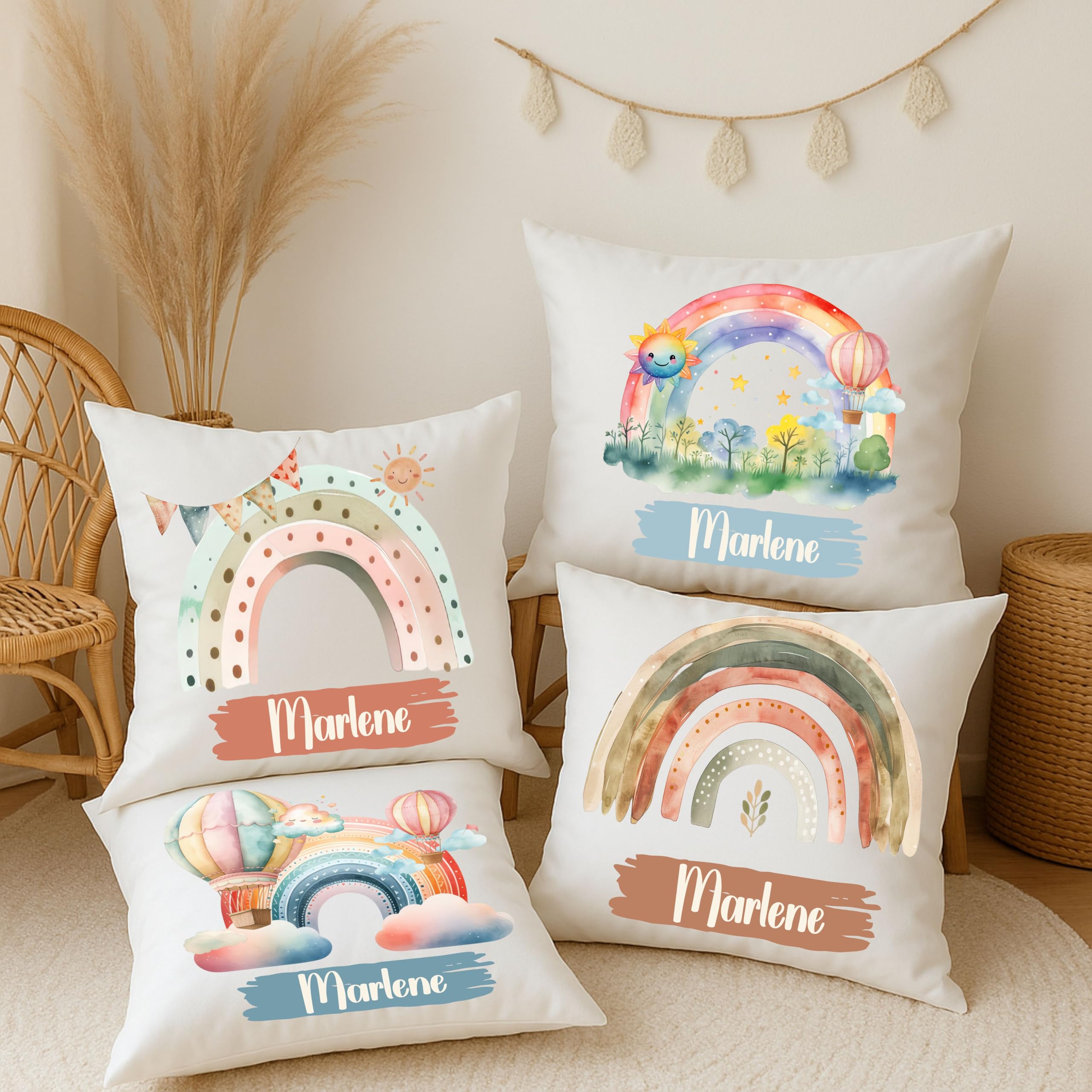 Personalisiertes Regenbogen-Kissen mit Namen