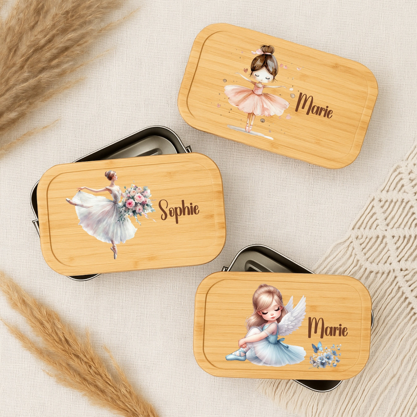 Brotdose Kinder Ballerina – Lunchbox mit Bambusdeckel & Name