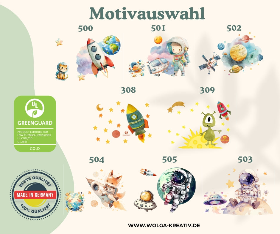 Kinder Geldbeutel Weltall personalisiert – Rakete, Astronaut & Planeten