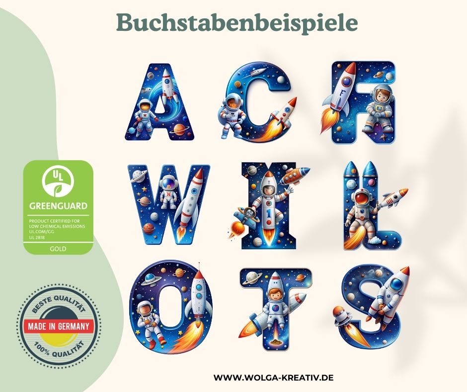 Personalisierte Babydecke mit Namen und Astronaut Motiv aus weichem Pluesch fuer Neugeborene im Babybett