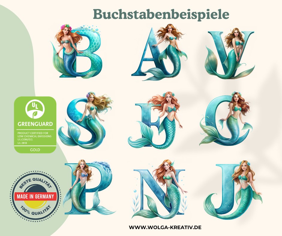 Emaille Becher mit Name personalisiert im Meerjungfrau Design