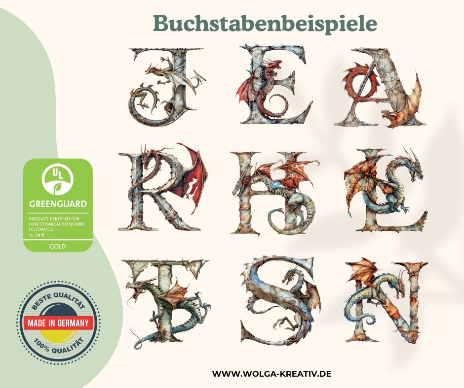 Frühstücksbrettchen Kinder personalisiert mit Drachen und Initiale