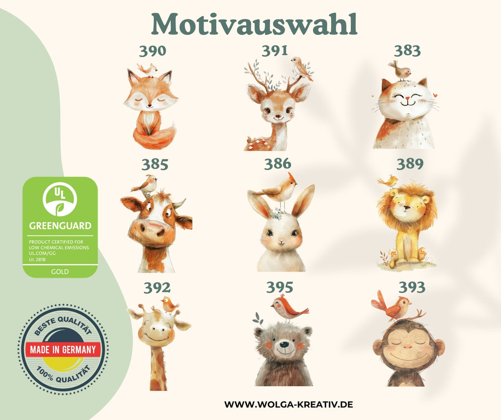 Baby Badetuch mit Kapuze Personalisiert Tiere Beige aus Baumwolle