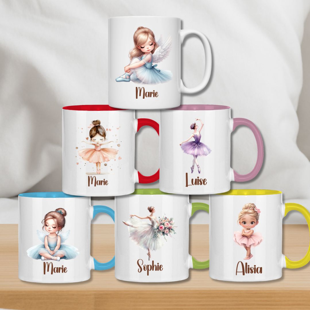 Kindertasse personalisiert – Ballerina Tasse mit Namen für Mädchen