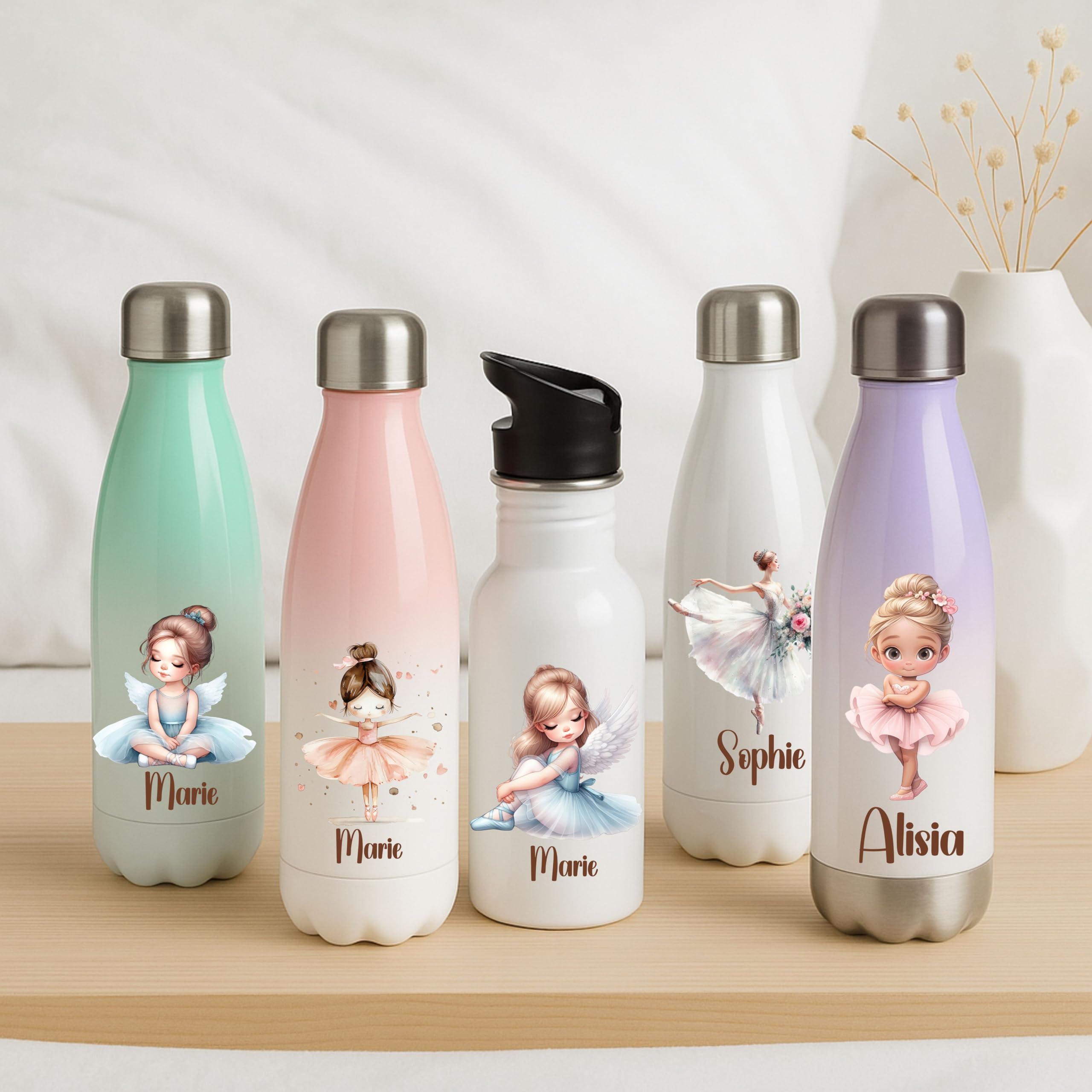 Thermo Trinkflasche 500 ml für Kinder – Ballerina Motiv, Edelstahl & Auslaufsicher