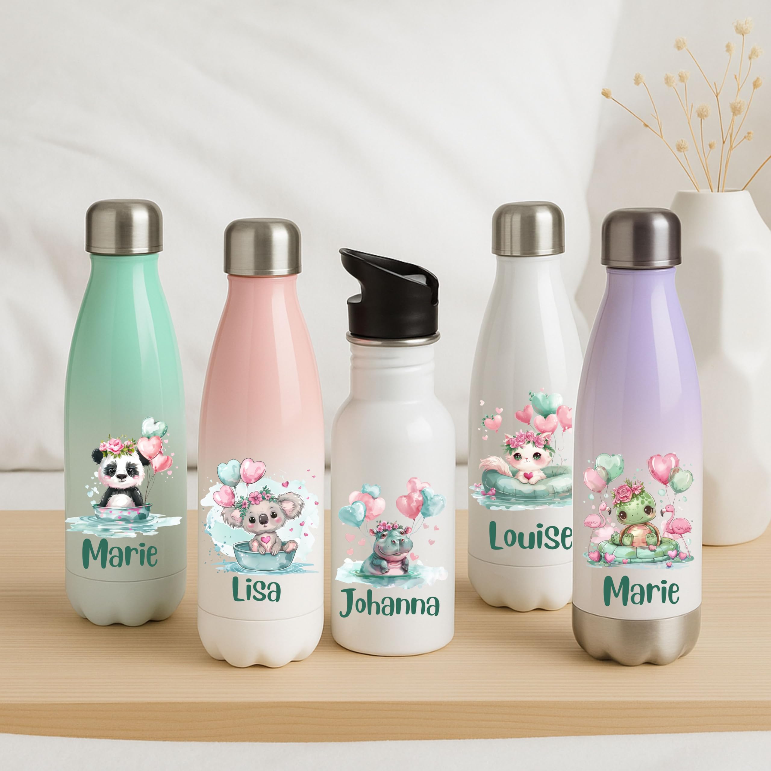 Kinder Trinkflasche – Grüne Tierchen Motive