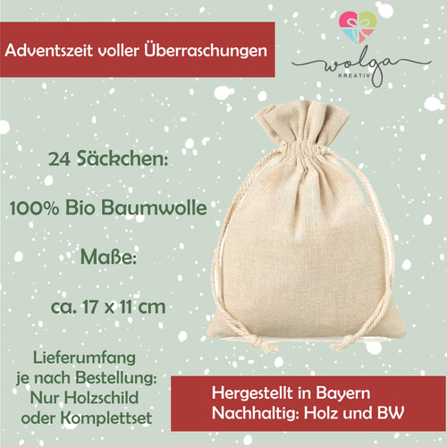 Adventskiste aus Holz mit Namen & Christkind Weihnachtsmann Motive