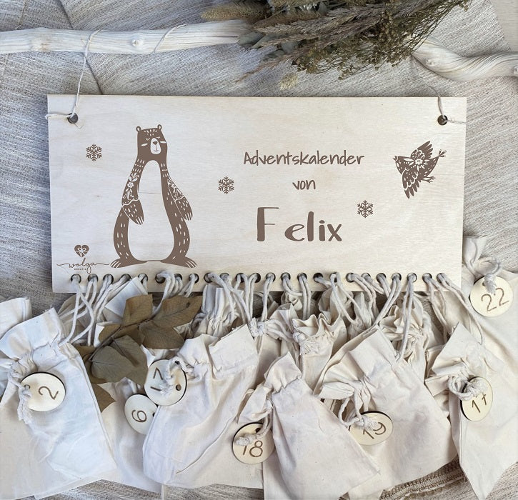 Personalisierter Adventskalender für Groß und Klein Bär