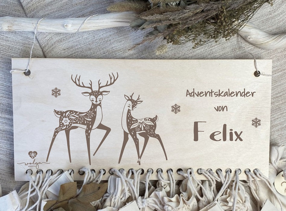 Individualisierter Adventskalender für Groß und Klein Reh