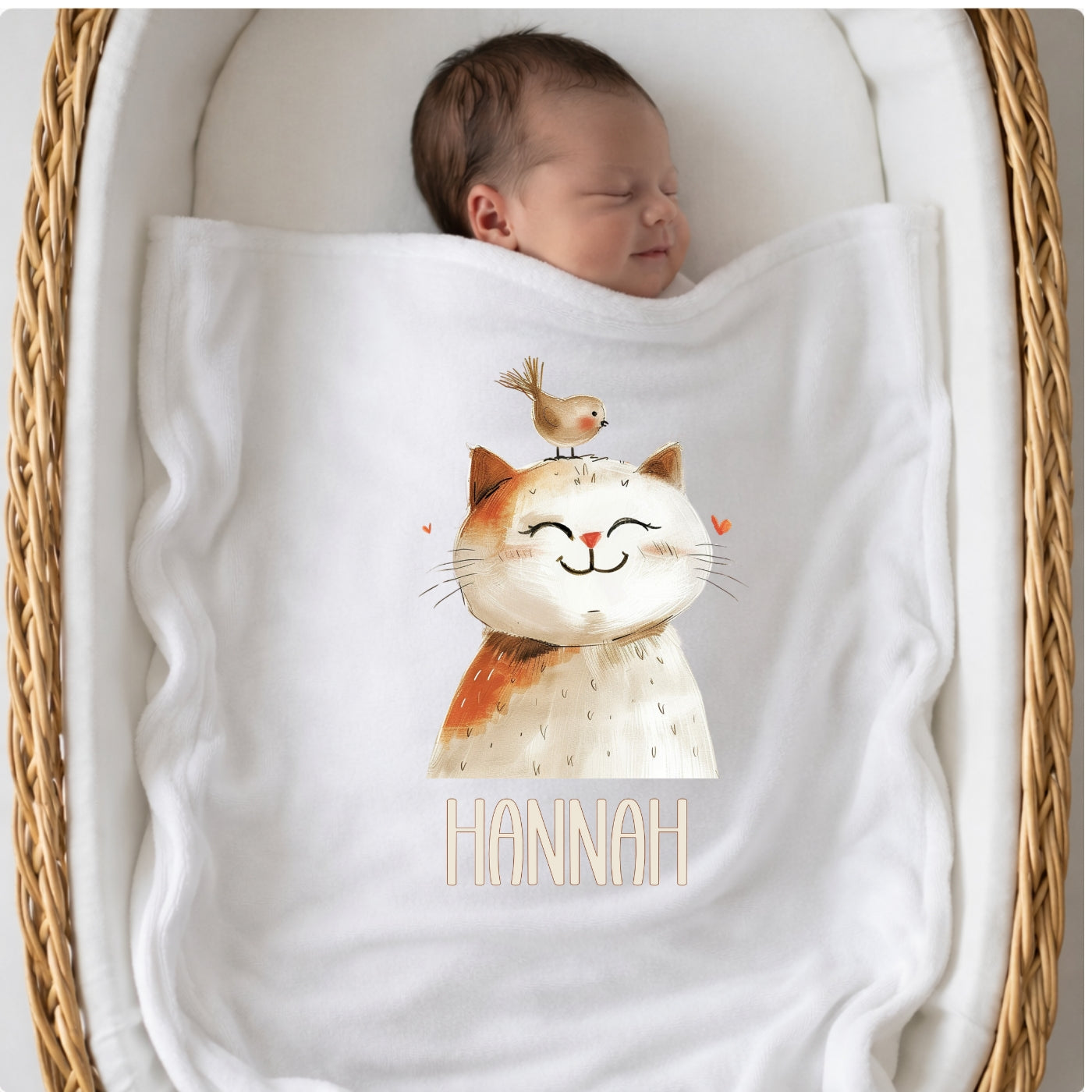 Personalisierte Babydecke mit Namen Tiere Beige Kuscheldecke