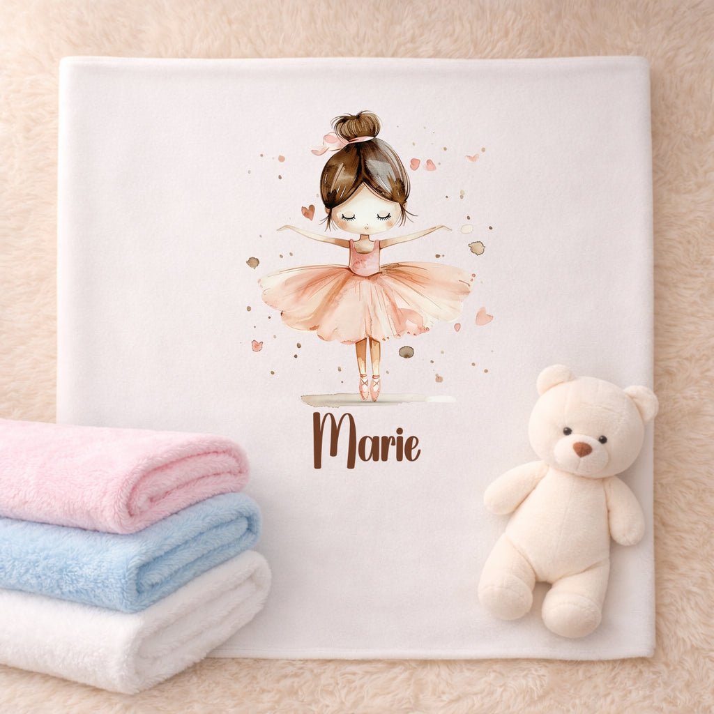 Personalisierte Babydecke mit Namen – Kuscheldecke Ballerina extra weich