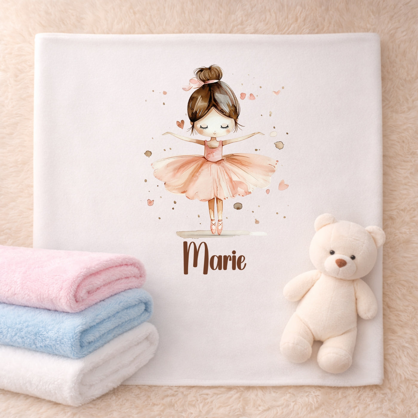 Personalisierte Babydecke mit Namen – Kuscheldecke Ballerina extra weich
