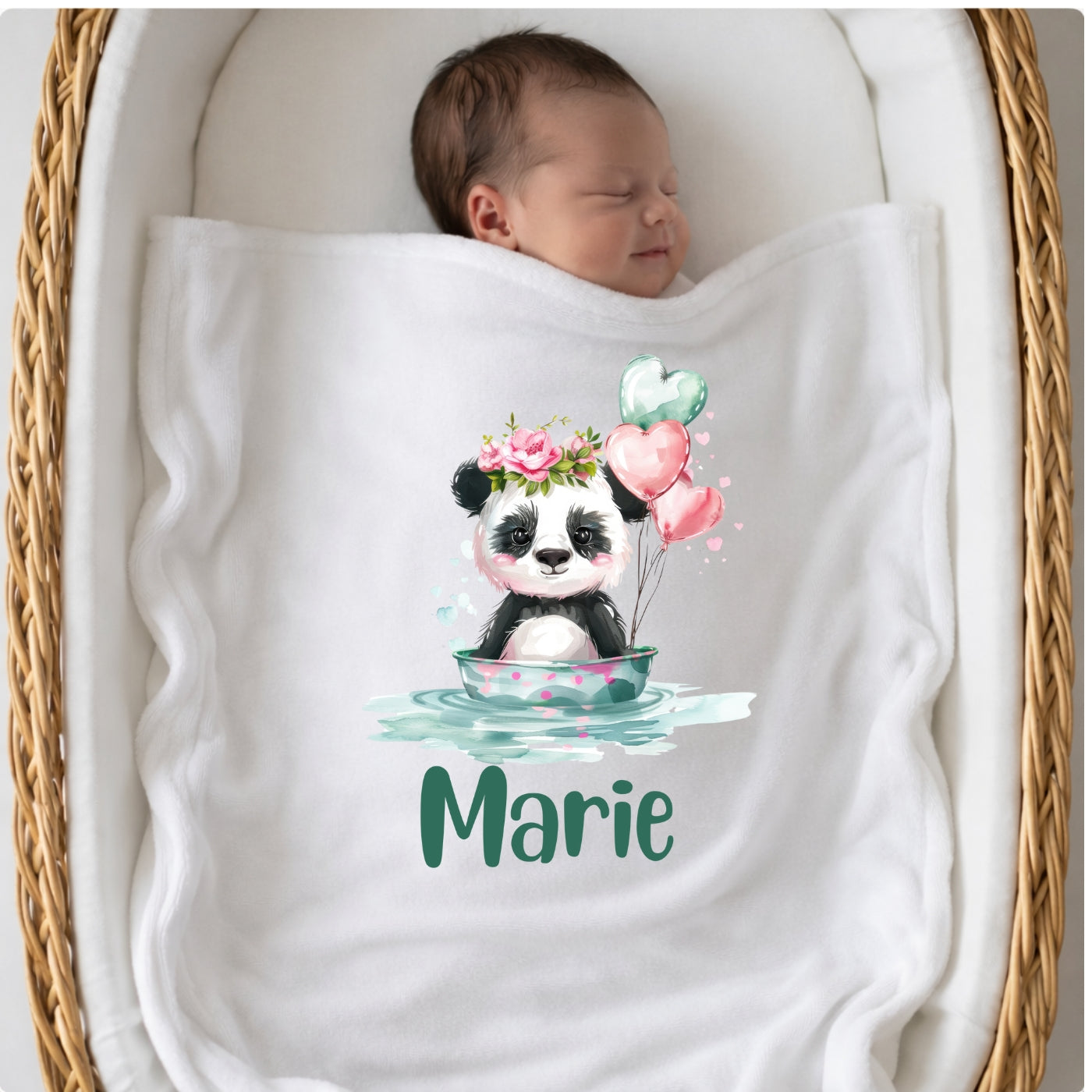 Personalisierte Babydecke mit Namen Tiere grün Kuscheldecke