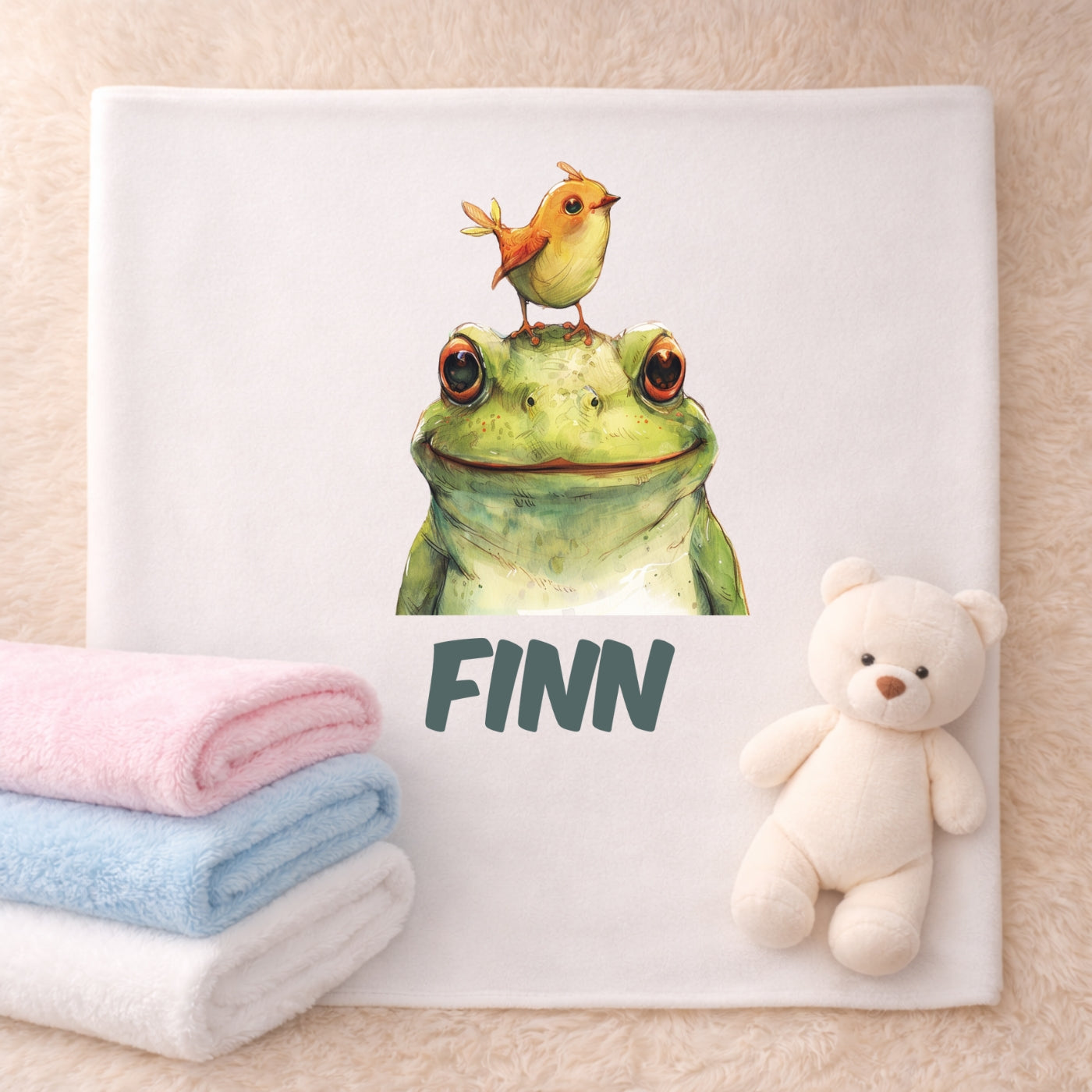 Personalisierte Babydecke mit Namen Tiere bunt Kuscheldecke