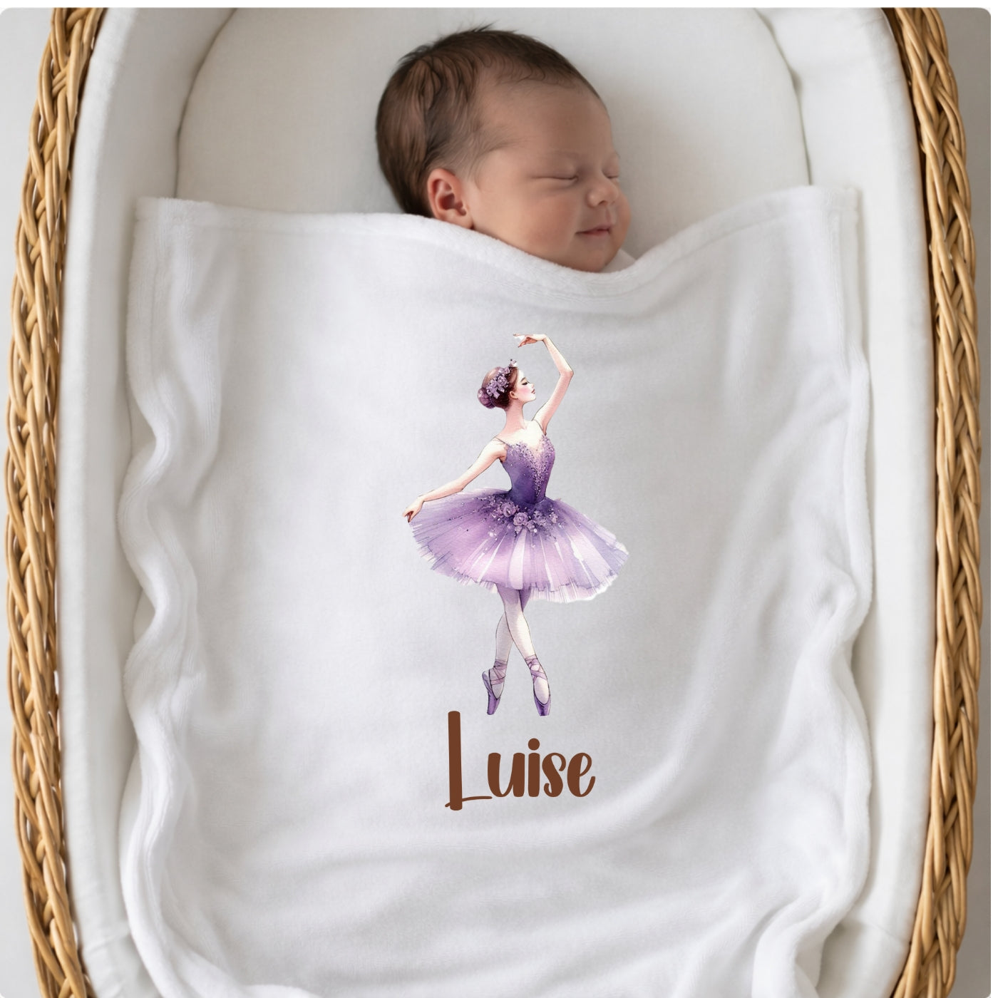 Personalisierte Babydecke mit Namen – Kuscheldecke Ballerina extra weich