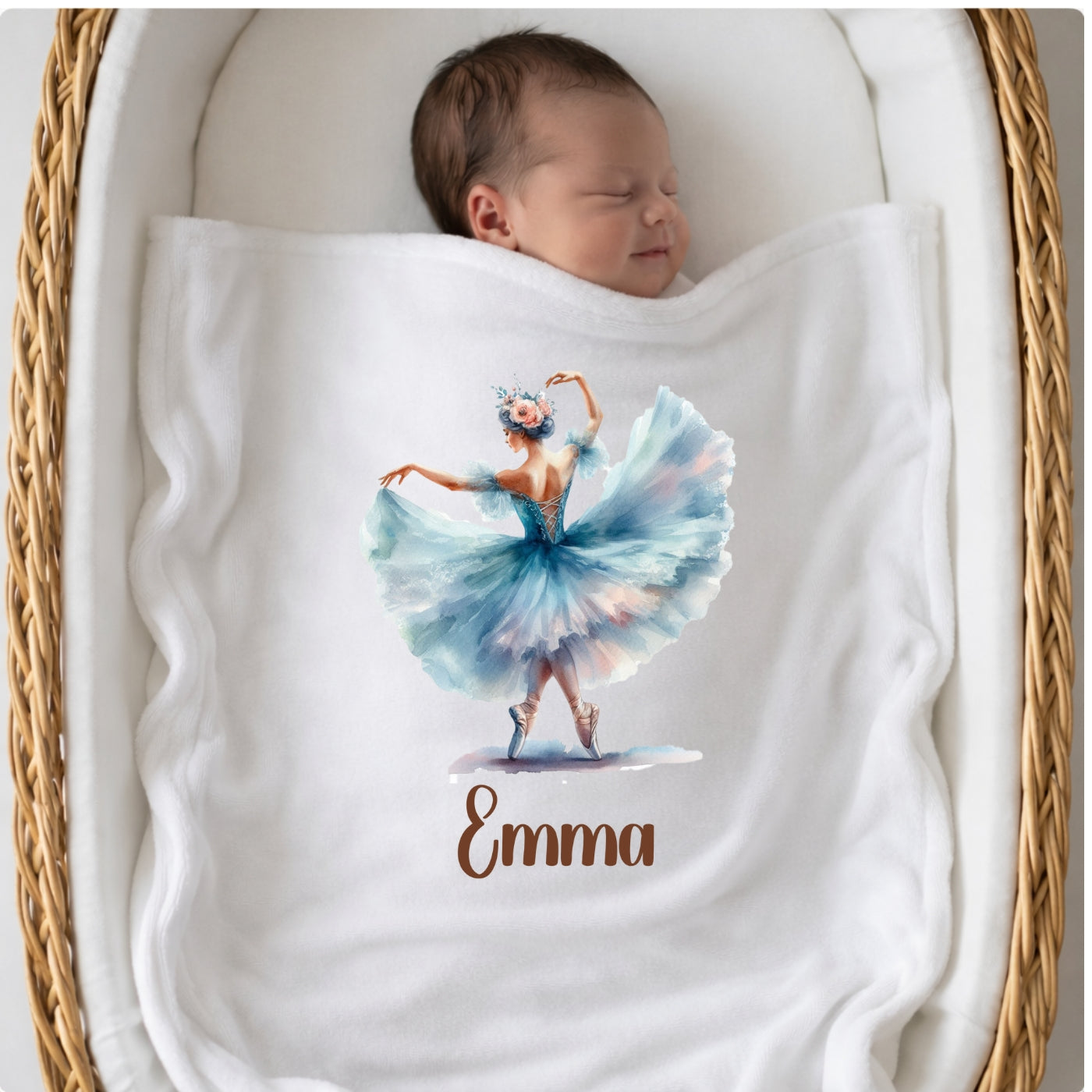 Personalisierte Babydecke mit Namen – Kuscheldecke Ballerina extra weich