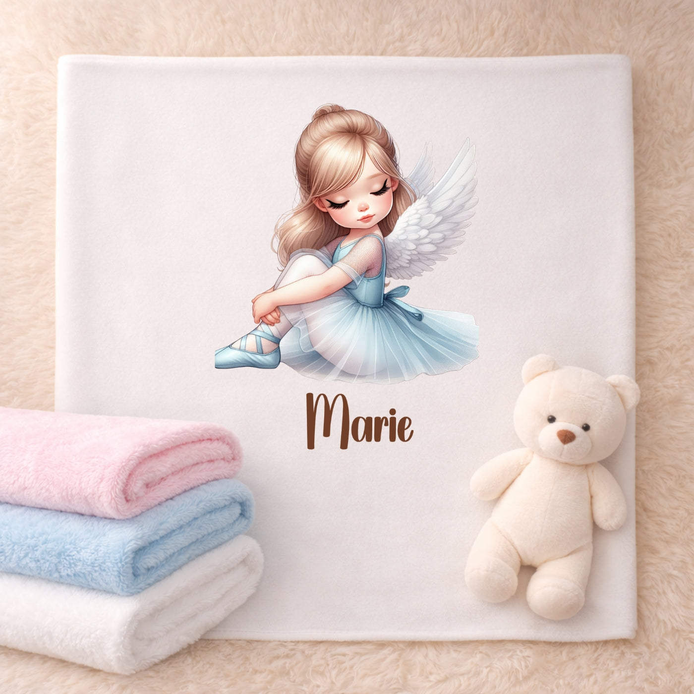 Personalisierte Babydecke mit Namen – Kuscheldecke Ballerina extra weich