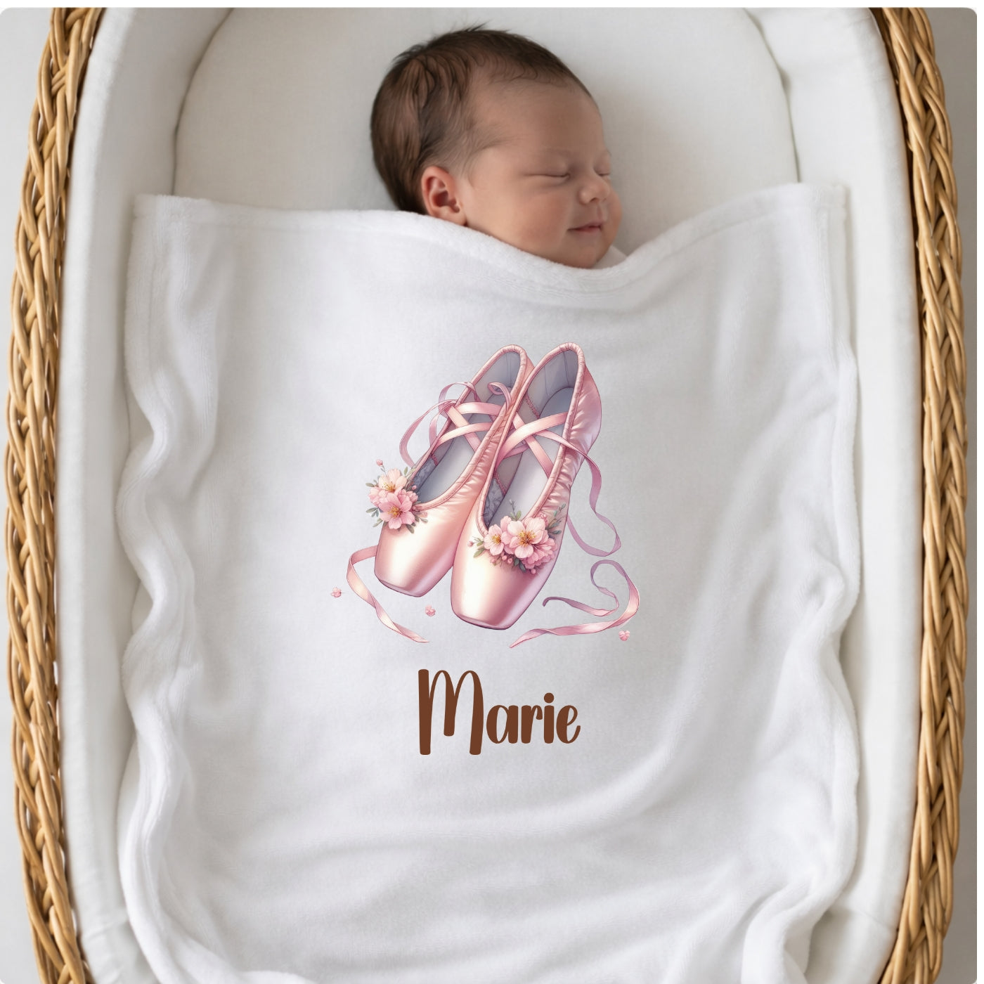 Personalisierte Babydecke mit Namen – Kuscheldecke Ballerina extra weich