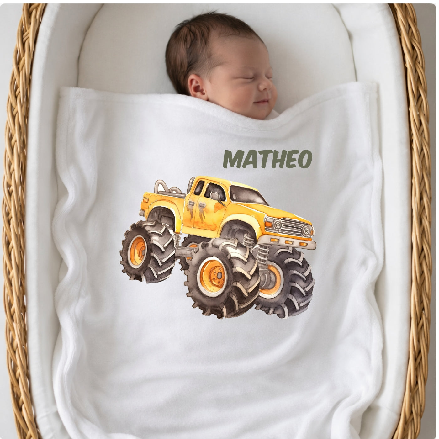 Personalisierte Babydecke mit Namen Auto Kuscheldecke