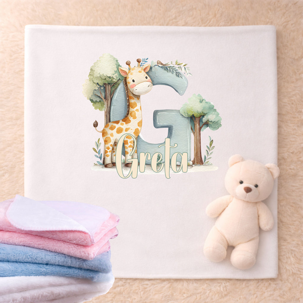 Babydecke personalisiert mit Tierchen Design und süßen Tieren als kuschelige Decke für Babys