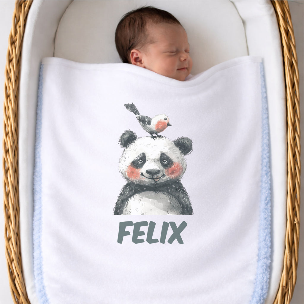 Kuscheldecke Baby Tiere bunt Design personalisiert mit Namen ideales Geschenk zur Geburt
