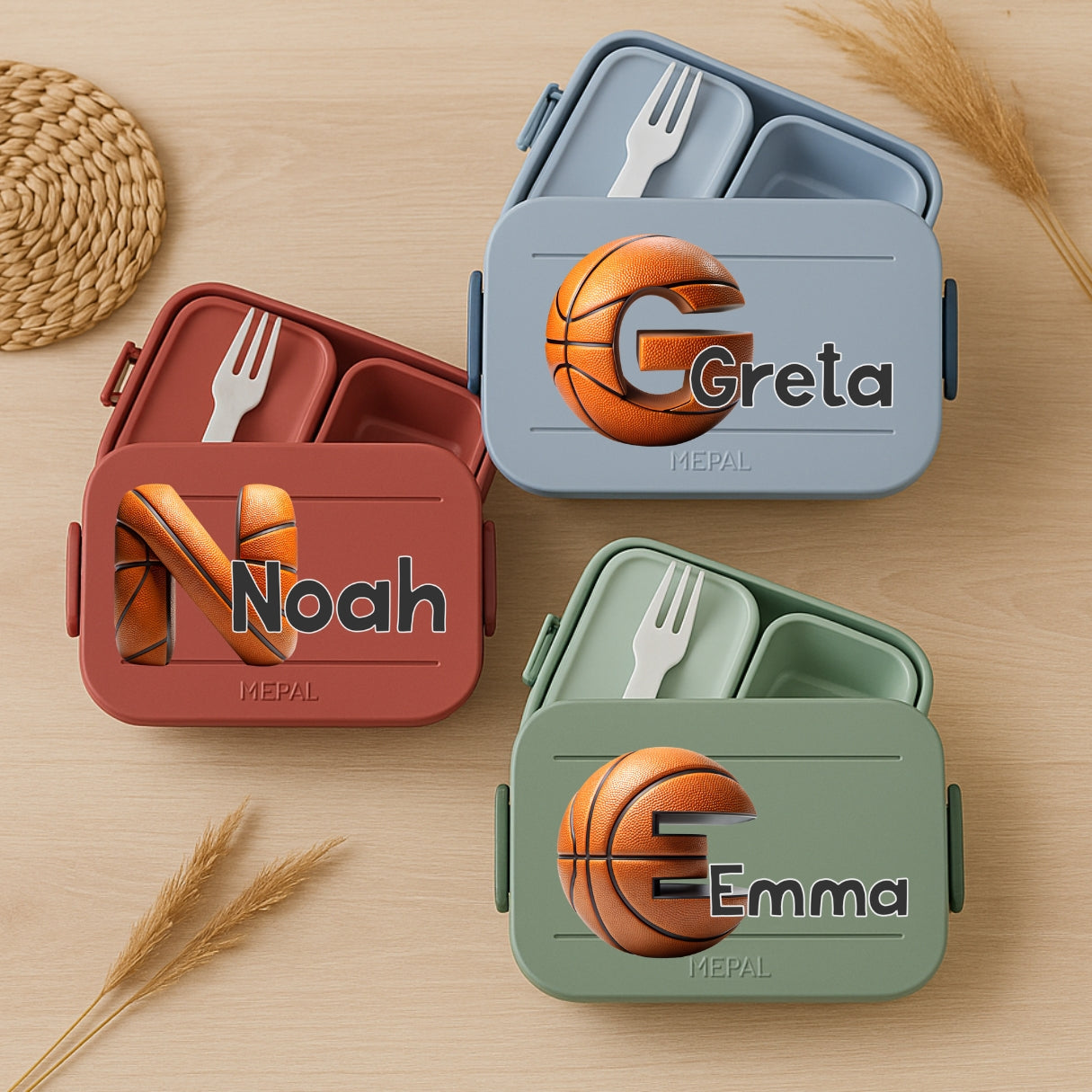 Personalisierte Brotdose mit Namen und Basketball Motiv für Kinder