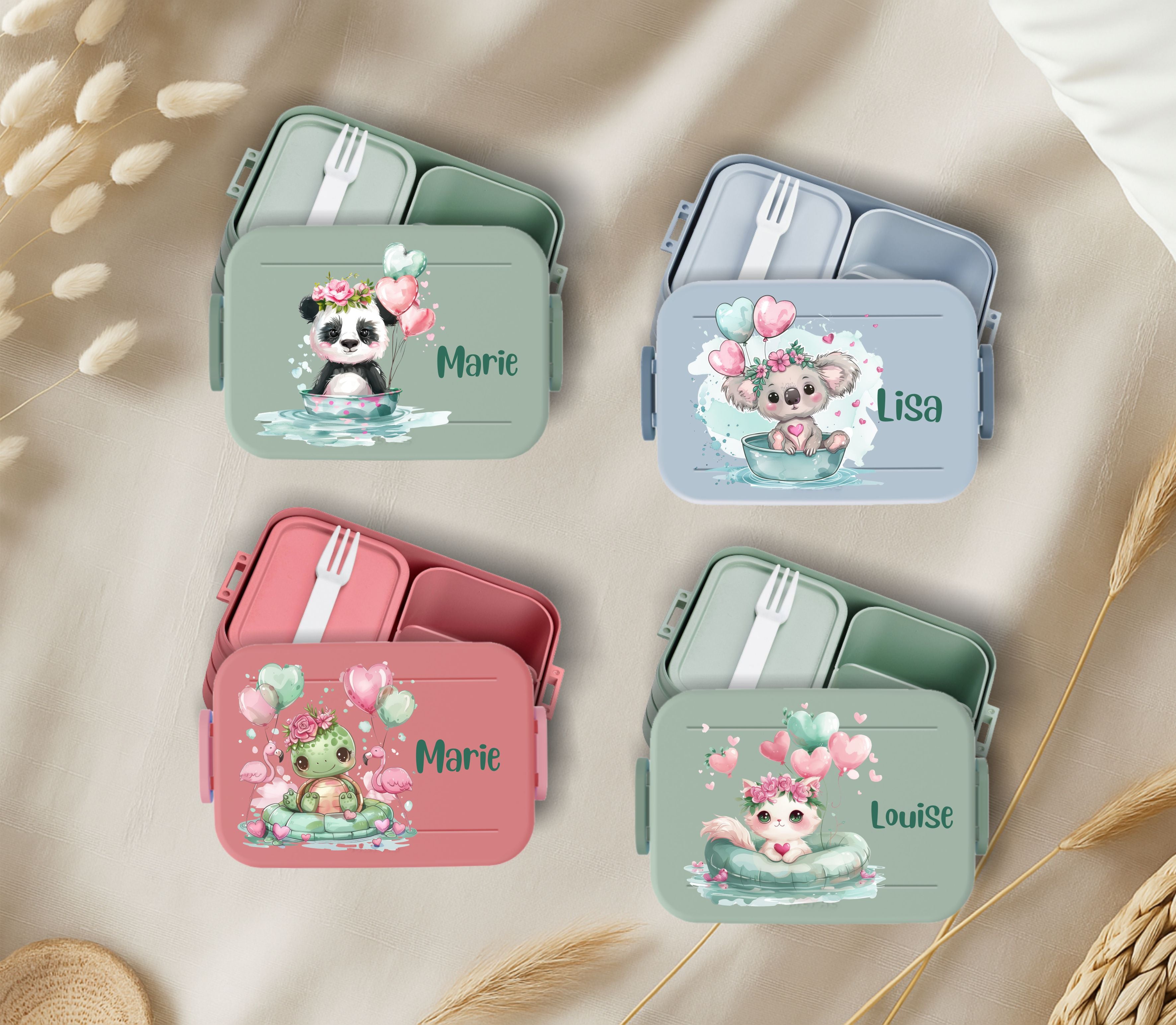 wolga-kreativ lunchbox kindergarten schule mit namen tiere