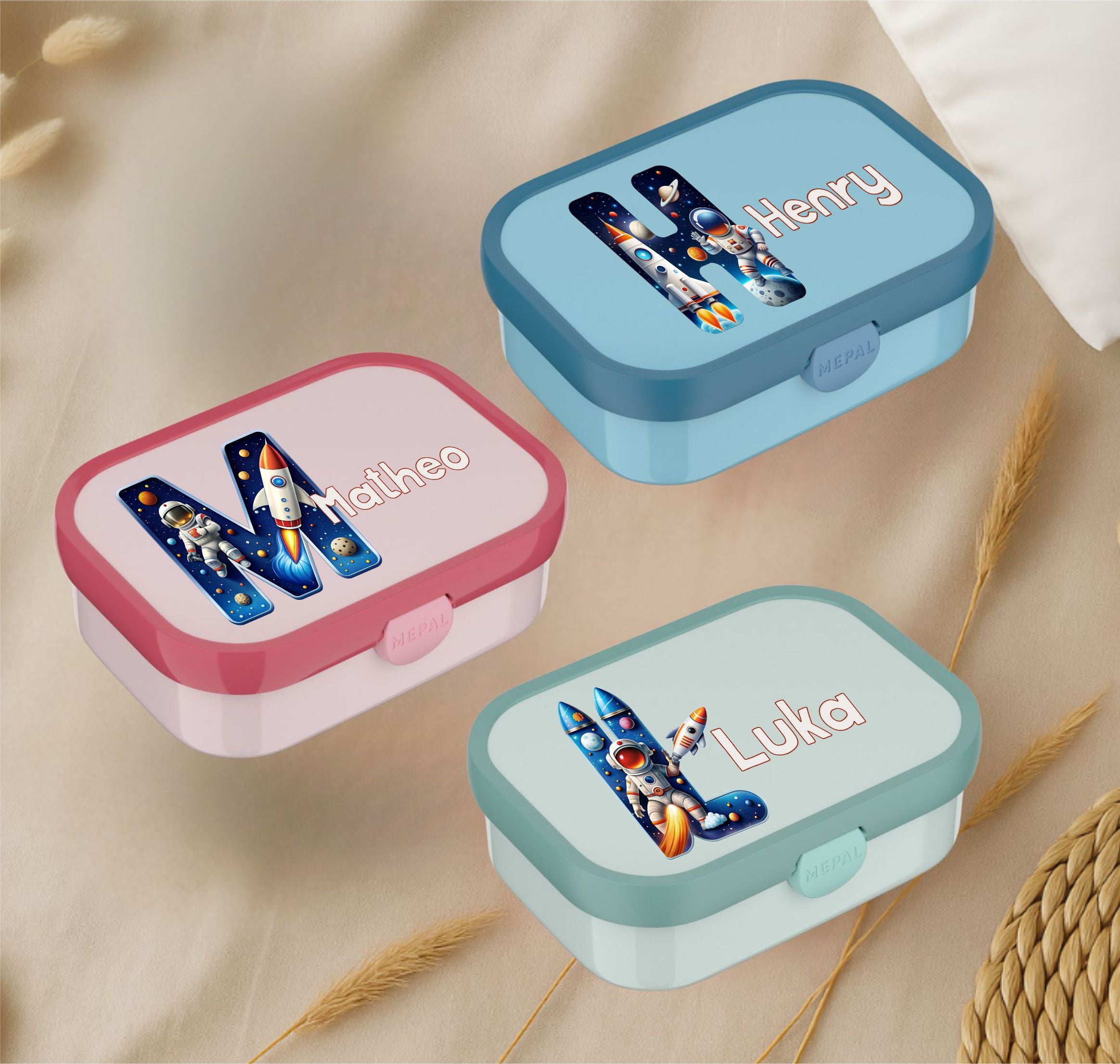 Personalisierte Mepal Campus Brotdose mit Namen Astronaut Motiv
