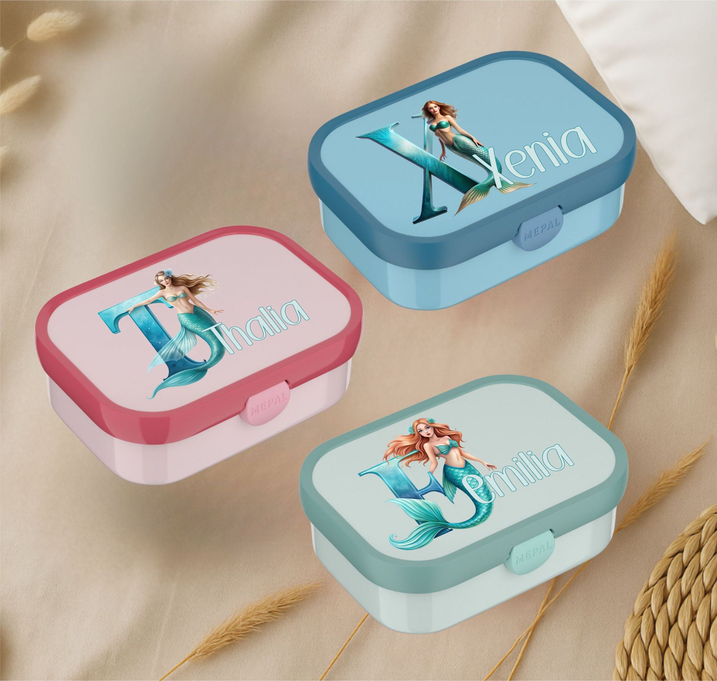 Personalisierte Mepal Campus Brotdose mit Namen Meerjungfrau Motiv