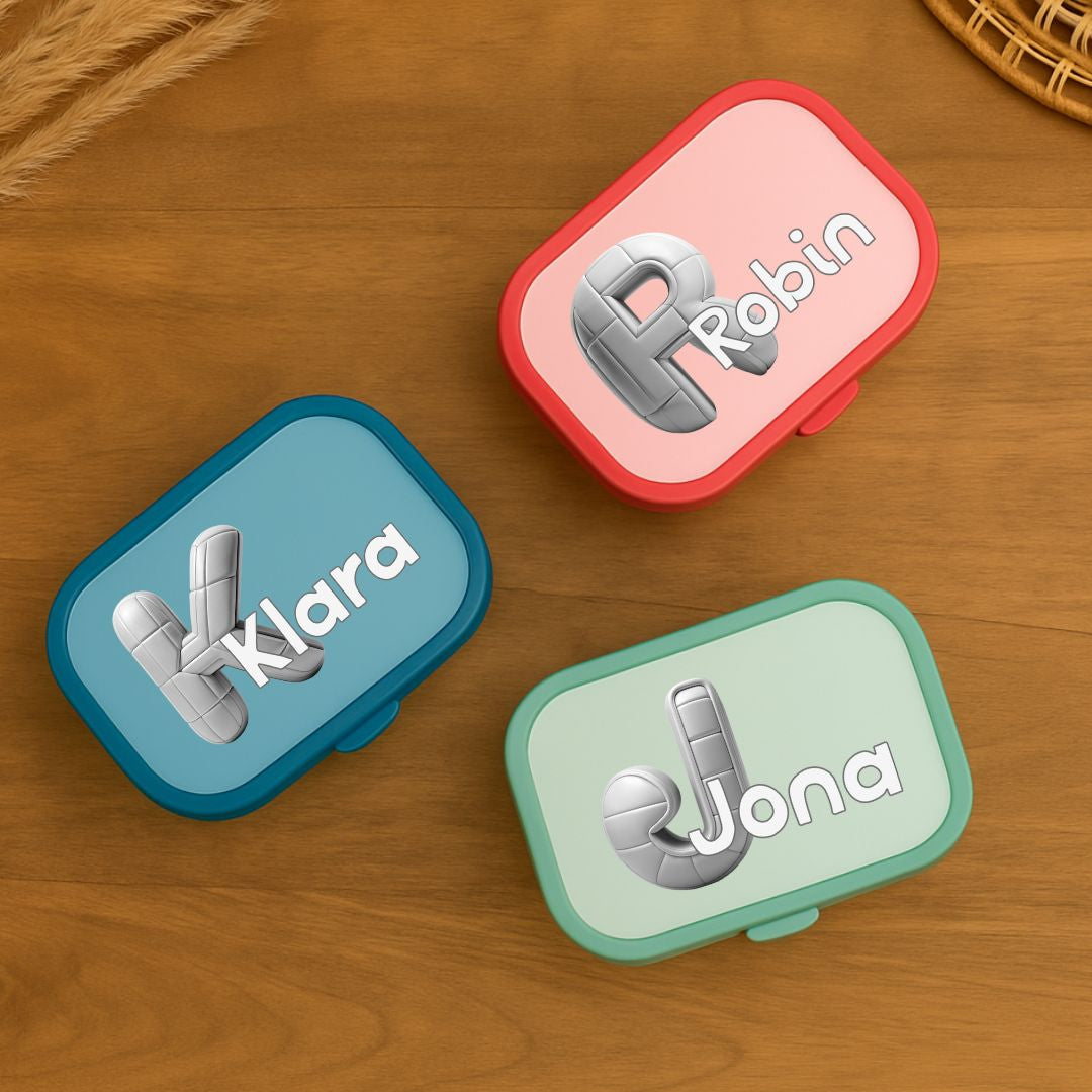 Personalisierte Brotdose mit Namen im Volleyball Motiv für Kinder