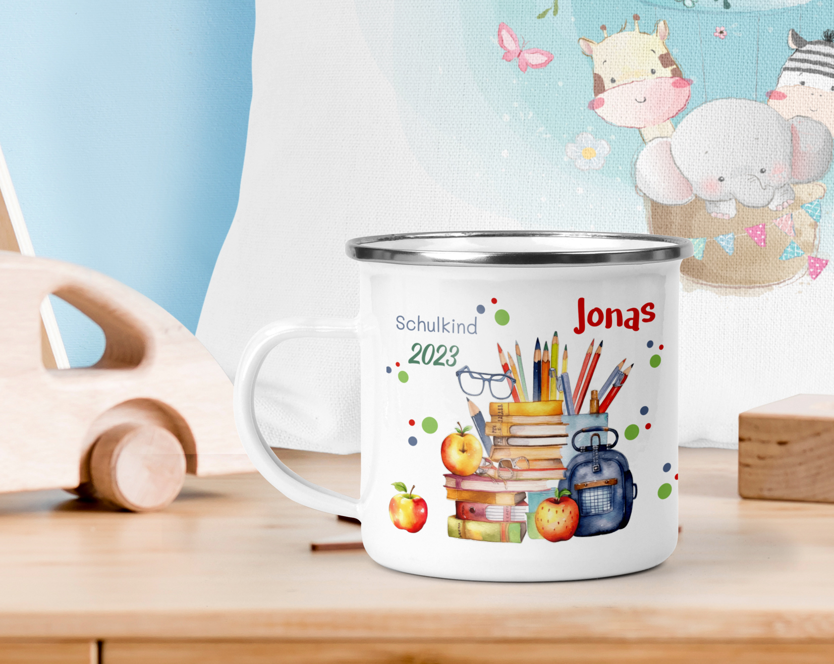 kindertasse mit namen geschenk einschulung Schulkind wolga-kreativ