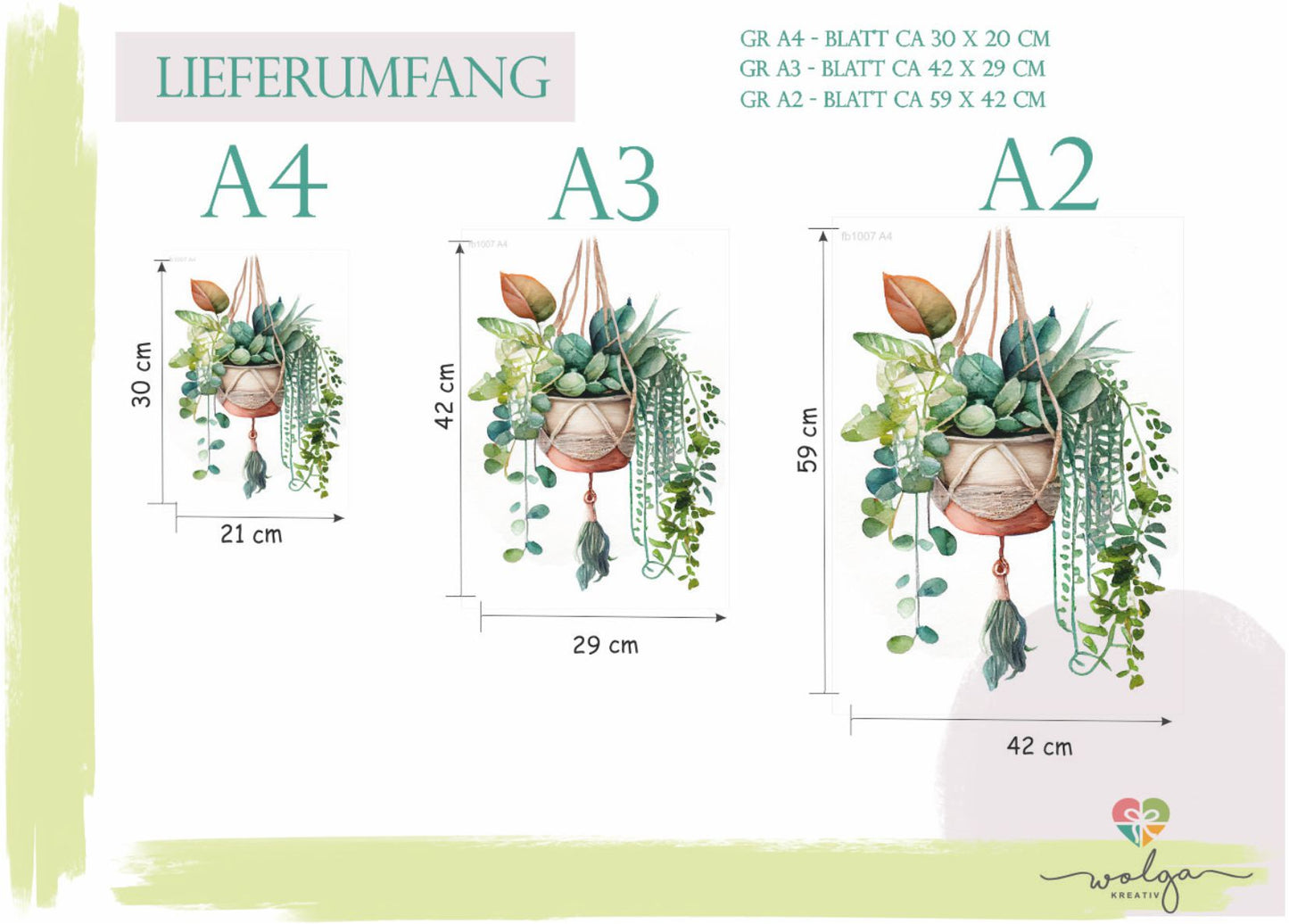 Fensteraufkleber Makramee Hängepflanzen