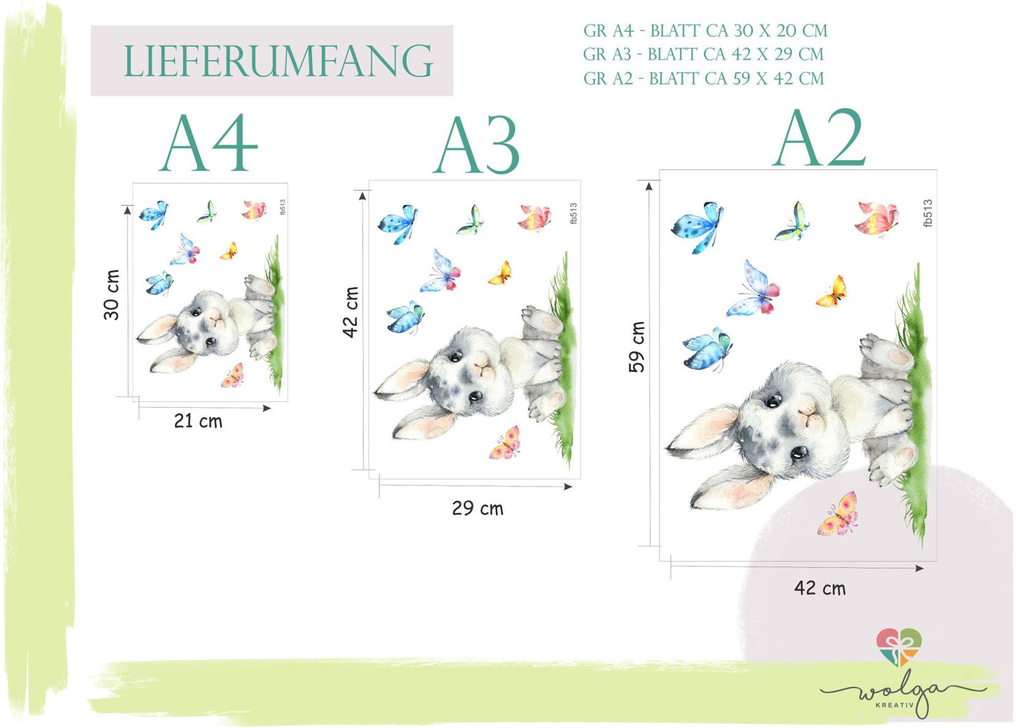 Fensteraufkleber Hase Schmetterlinge