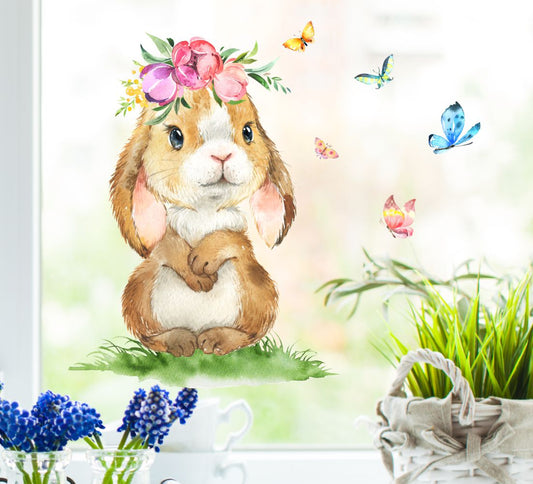 fensterstciker hase blumen wolga-kreativ