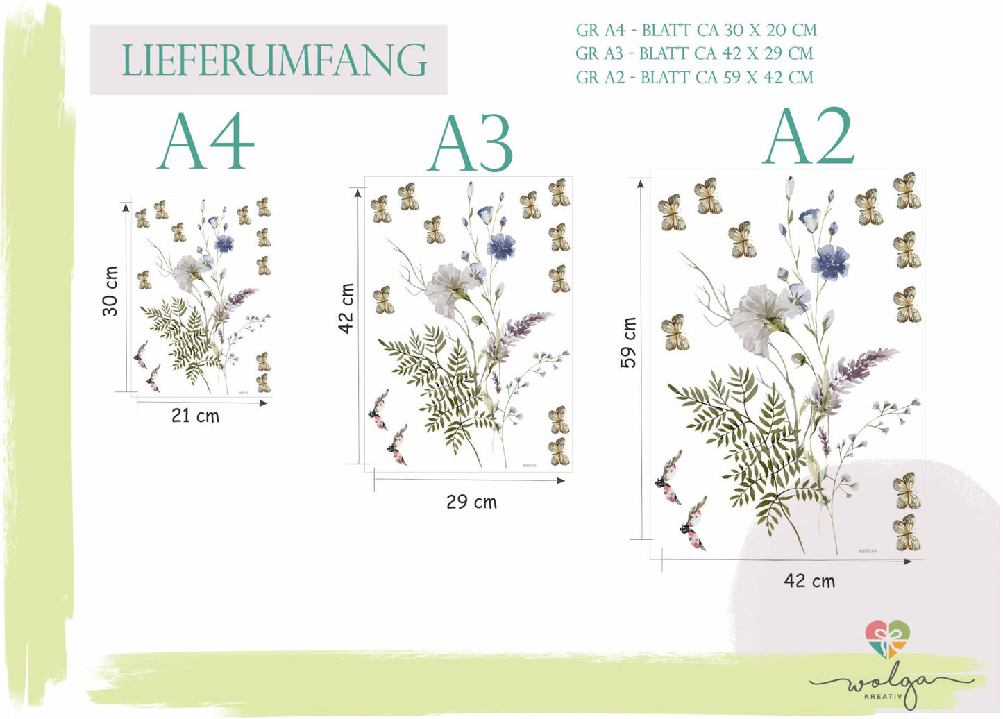 Fensterbild Wiesenblumen Schmetterlinge