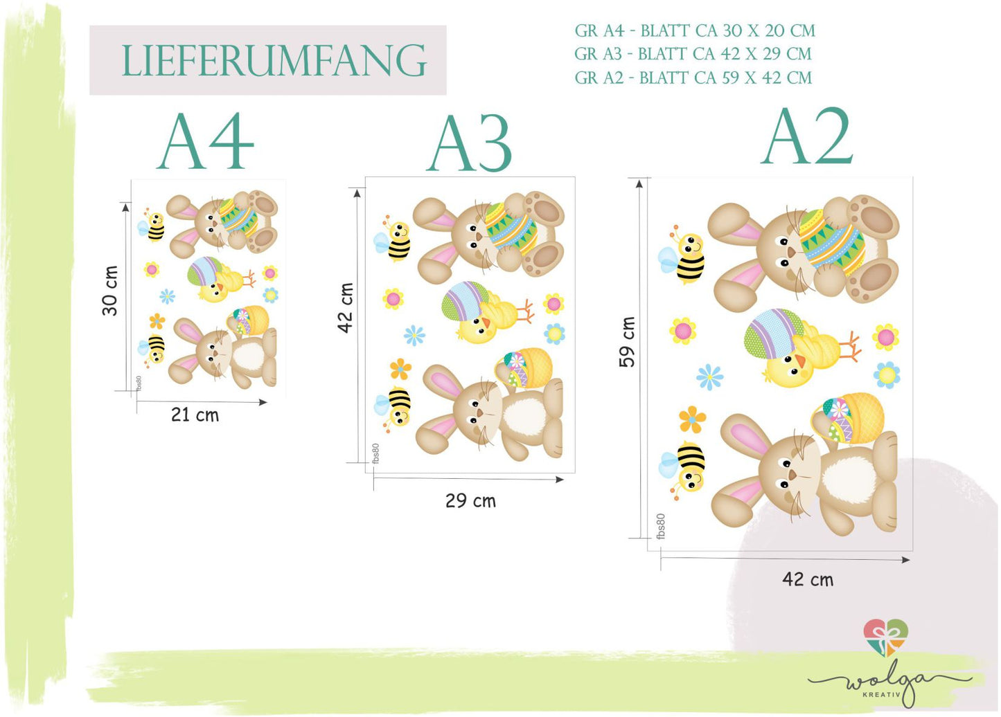 Fenstersticker Kinderzimmer Ostern Hasen bunte Eier