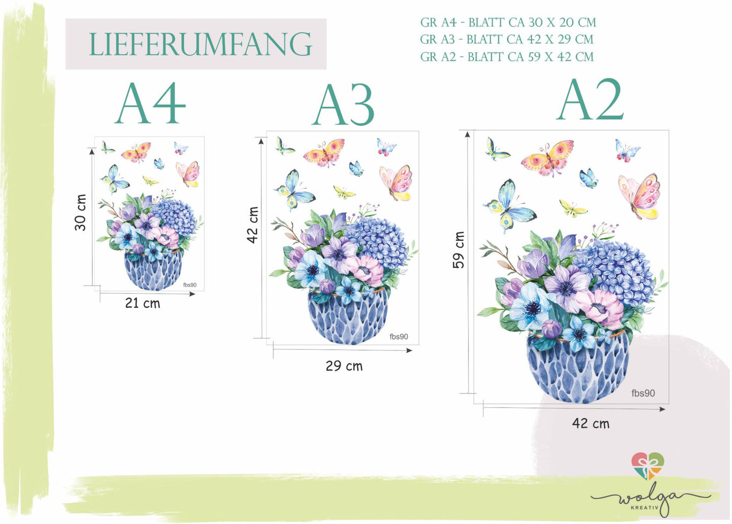 Fensterbild blaue Blumen in Vase