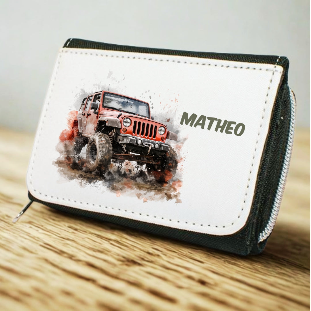 Kinder Geldbeutel Auto personalisiert mit Namen – Portemonnaie Jungen