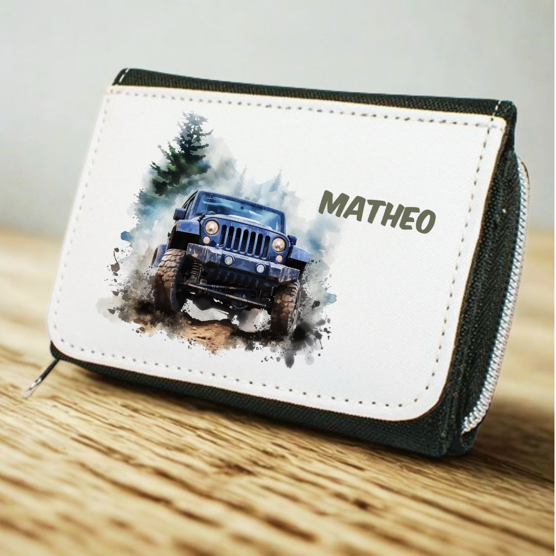 Kinder Geldbeutel Auto personalisiert mit Namen – Portemonnaie Jungen