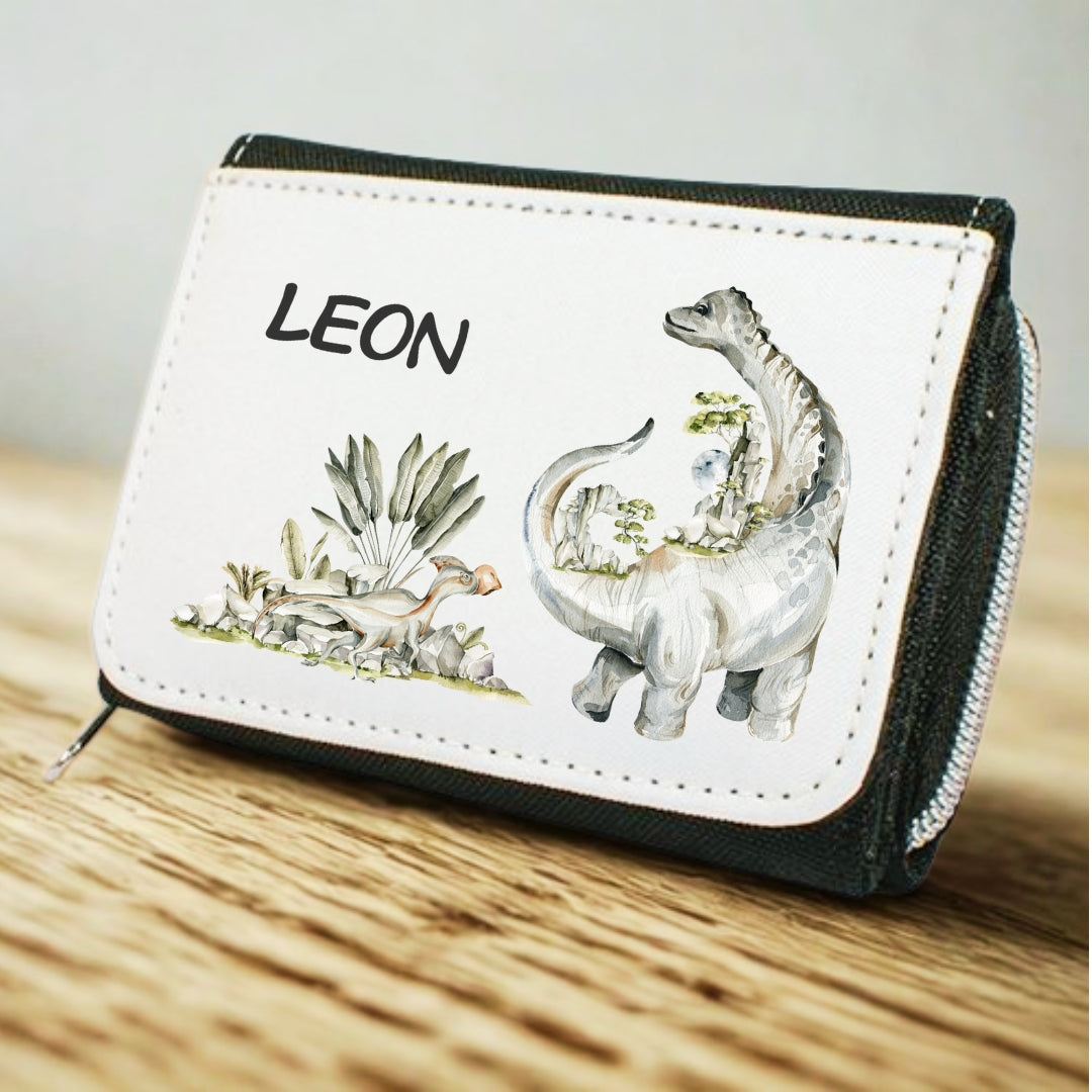 Kinder Geldbeutel Dino personalisiert mit Namen – Portemonnaie Jungen