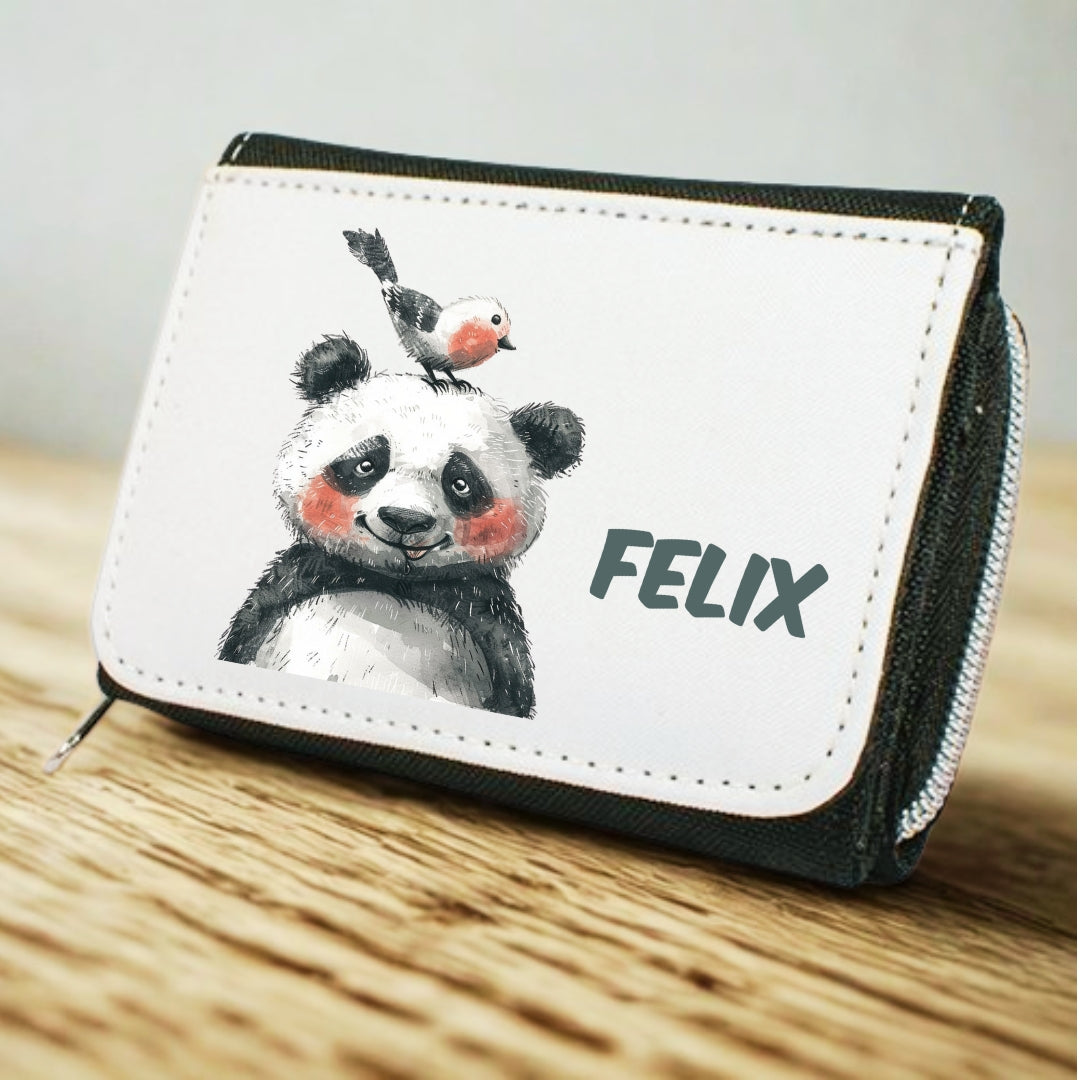 Kinder Geldbeutel Tiere personalisiert – Pinguin, Panda, Tiger & Zebra