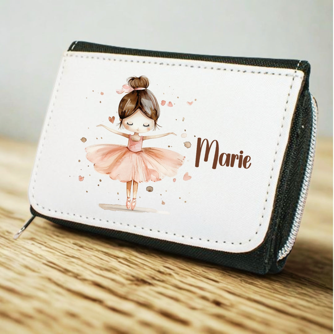 Kinder Portemonnaie Ballerina personalisiert mit Namen – Geschenk Mädchen