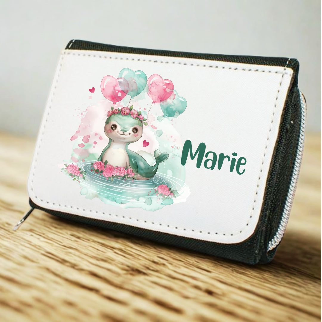 Kinder Geldbeutel Tiere mit Ballon personalisiert – Katze, Panda & Co.