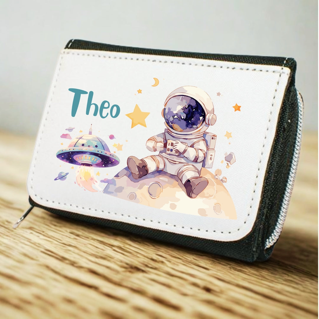 Kinder Geldbeutel Weltall personalisiert – Rakete, Astronaut & Planeten