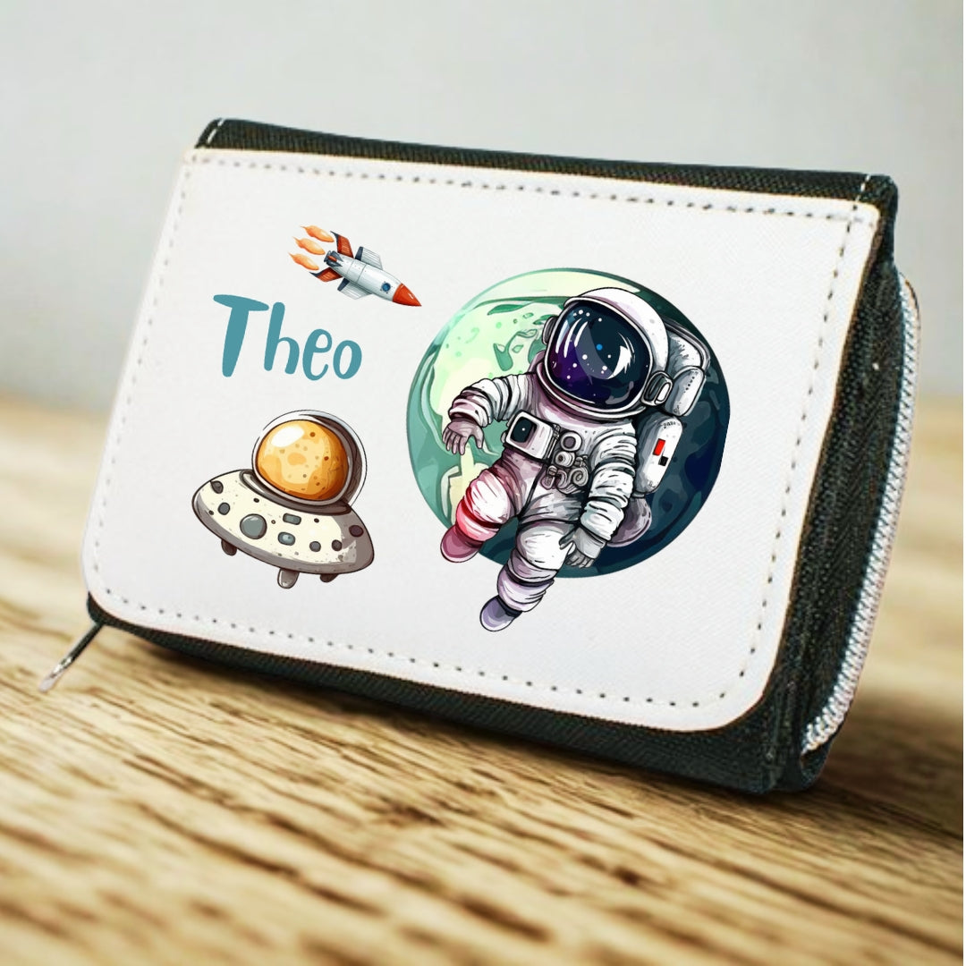Kinder Geldbeutel Weltall personalisiert – Rakete, Astronaut & Planeten