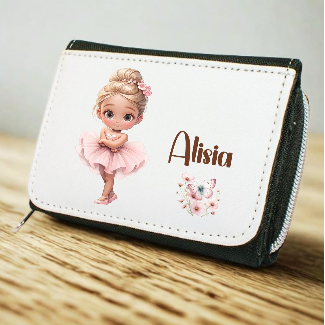 Kinder Portemonnaie Ballerina personalisiert mit Namen – Geschenk Mädchen